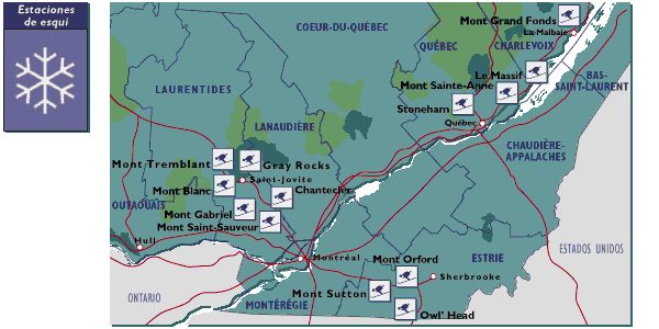 [Mapa de las estaciones de esquite del Quebec]